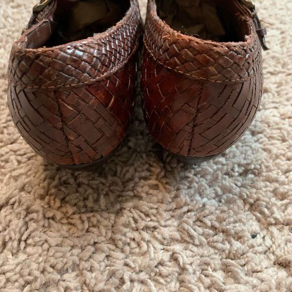 Nicole Brown Cowboy Boots Braided Leather Ankle Booties Western 5.5 - Picture 4 of 8